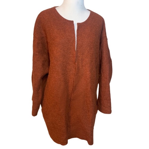 Eileen Fisher Sweaters - Eileen Fisher Felted Alpaca Wool Melange Open Front Cayenne Orange
